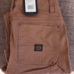 Filson Women's Canvas Straight Leg Double Knee Pants NWT Size 4 Partridge Brown